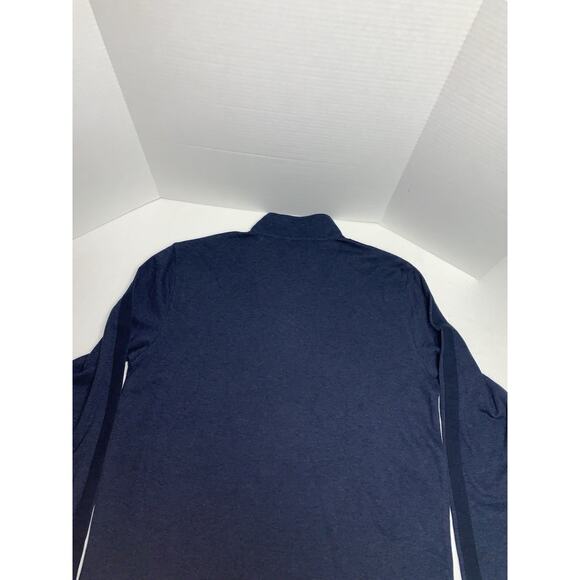 XXL Calvin Klein Mens 1/4 Zip Pull Over Active Blue w/ Stripe Sleeve Sweatshirt - Picture 9 of 9